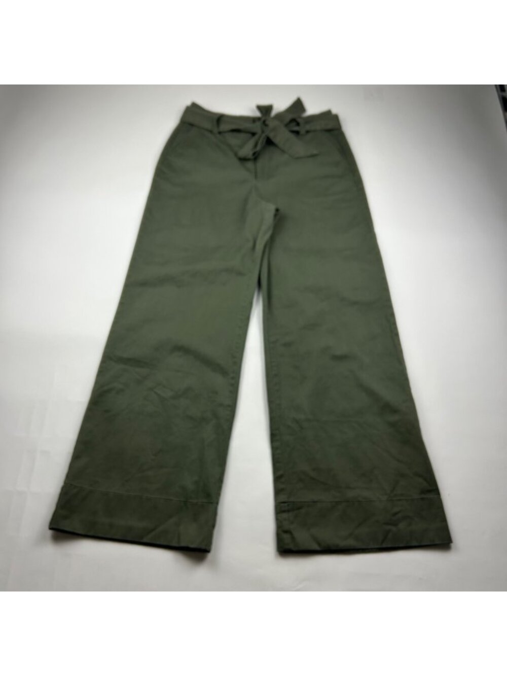 A New Day Army Green Stretch Canvas High Rise Belted Wide Leg Pant 10